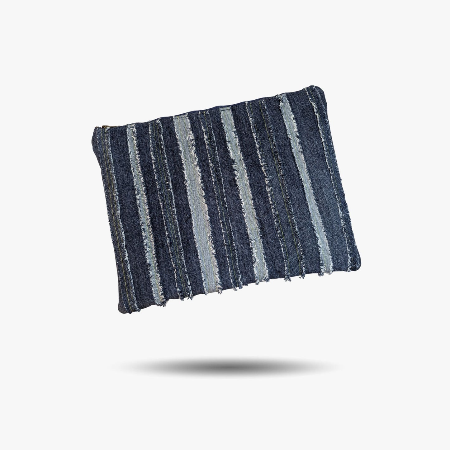 Dark blue laptop bag made of upcycled jeans 13"