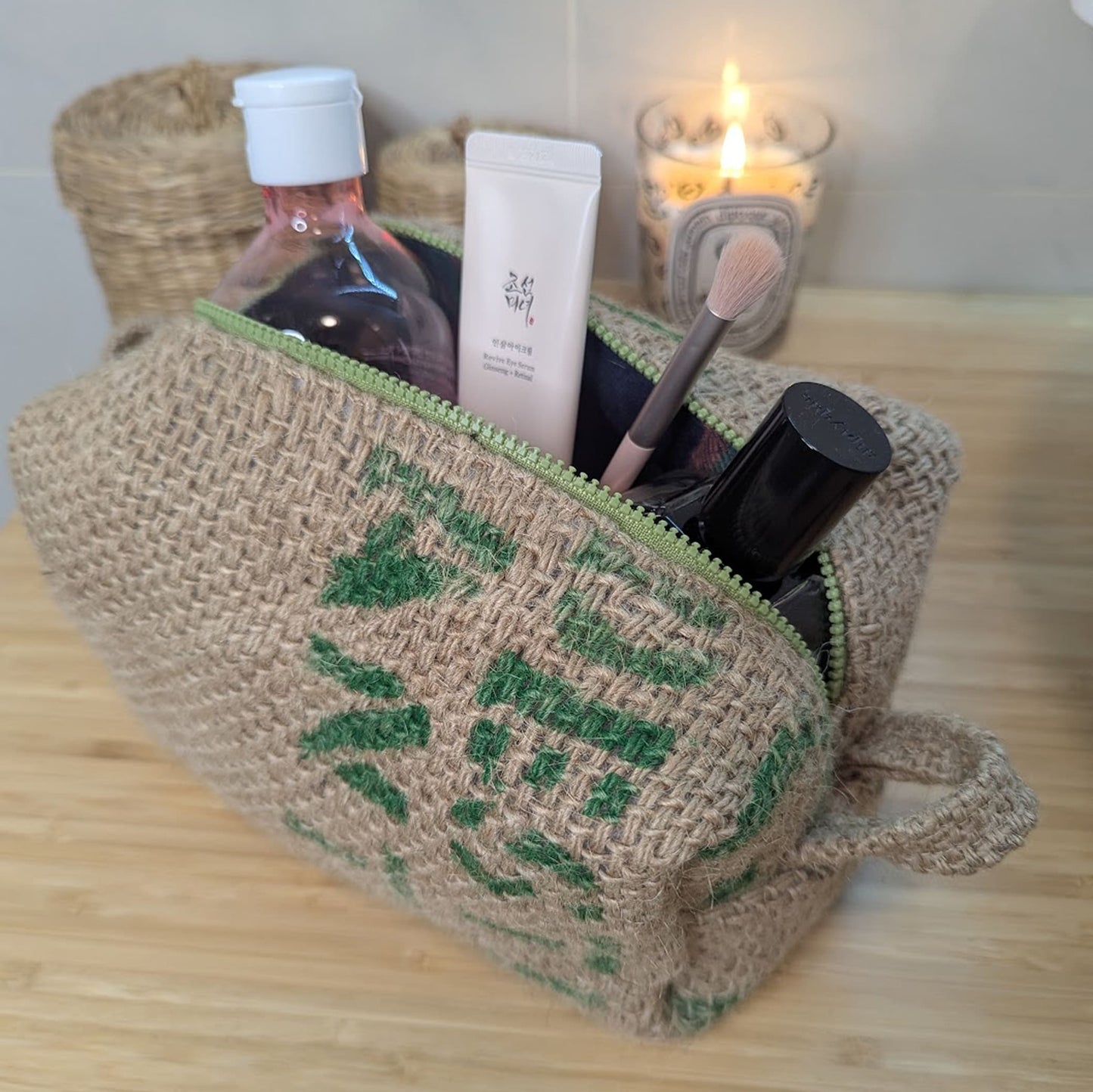 Udržitelná velká kosmetická taška Coffee Lovers - zelená